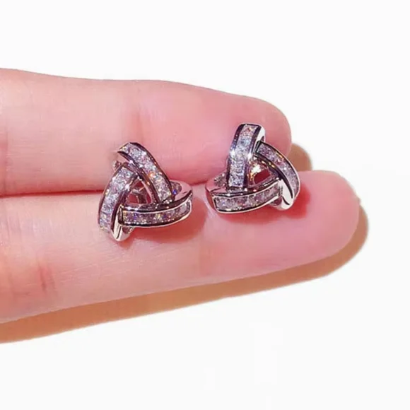 Sterling silver diamond earrings - Picture 7 of 7